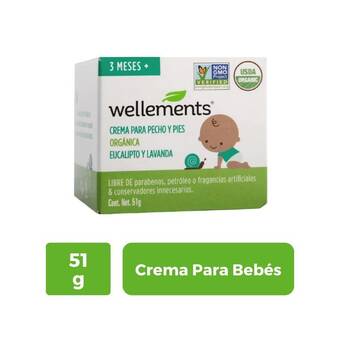 Farmacia San Pablo Wellements crema orgánica para pecho y pies de bebé eucalipto y lavanda libre de parabenos oferta