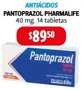 Farmacias Guadalajara ANTIÁCIDOS PANTOPRAZOL PHARMALIFE 40 mg. 14 tabletas oferta