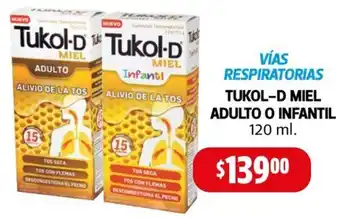 VÍAS RESPIRATORIAS TUKOL-D MIEL ADULTO O INFANTIL 120 ml