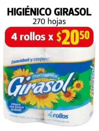 Farmacias Guadalajara HIGIÉNICO GIRASOL 270 hojas oferta