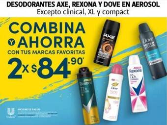 Farmacias Guadalajara DESODORANTES AXE, REXONA Y DOVE EN AEROSOL oferta