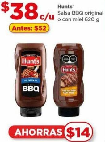 Bodega Aurrerá Hunts Salsa BBQ original o con miel 620ml oferta