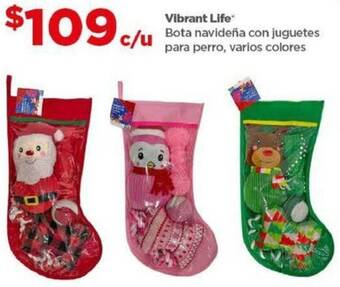Bodega Aurrerá Vibrant Life Bota navideña con juguetes para perro, varios colores oferta