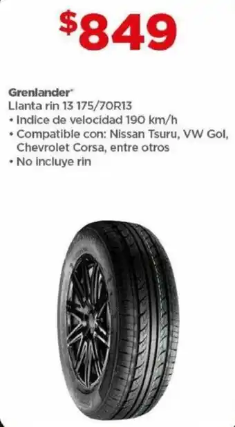 Bodega Aurrerá Grenlander Llanta rin 13 175/70R13 oferta