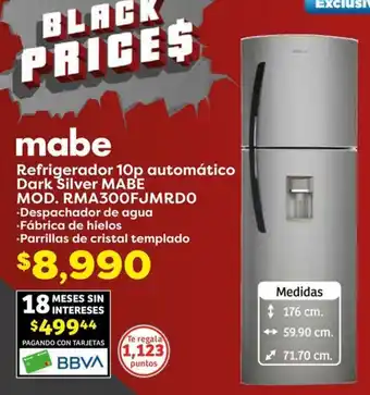 Soriana Híper mabe Refrigerador 10p automático Dark Silver oferta