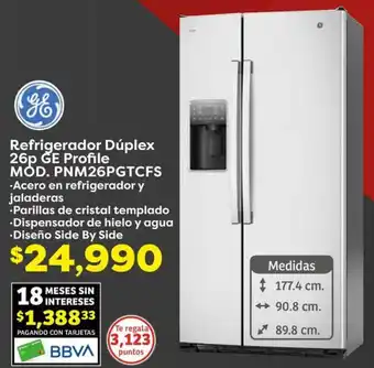 Soriana Híper Refrigerador Dúplex 26p GE Profile MÓD. PNM26PGTCFS oferta