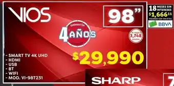 Soriana Híper VIOS SMART TV 4K UHD 98" oferta
