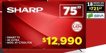 Soriana Híper SHARP SMART TV 75" oferta