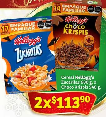 Soriana Híper Cereal Kellogg's Zucaritas 600g o Choco Krispis 540g oferta