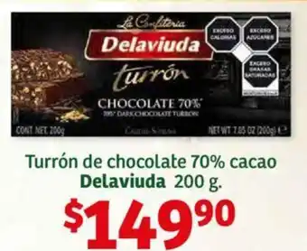 Soriana Híper Turrón de chocolate 70% cacao Delaviuda 200 g. oferta