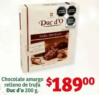 Chocolate amargo relleno de trufa Duc d'o 200 g.