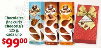 Soriana Híper Chocolates fine curls Choocola's 125 g. cada uno oferta