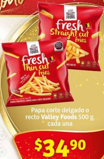 Soriana Híper Papa corte delgado o recto Valley Foods 500 g. cada una oferta