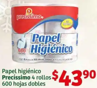 Soriana Híper Papel higiénico Precíssimo 4 rollos 600 hojas dobles oferta