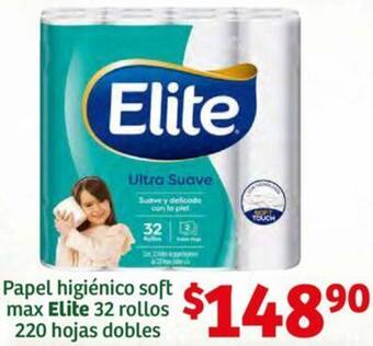 Soriana Híper Papel higiénico soft max Elite 32 rollos 220 hojas dobles oferta