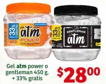 Soriana Híper Gel atm power o gentleman 450 g. + 33% gratis oferta