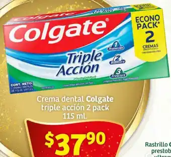 Crema dental Colgate triple acción 2 pack 115 ml.