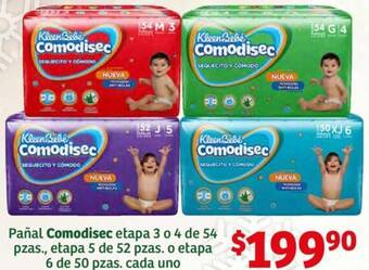 Soriana Híper Pañal Comodisec etapa 3 o 4 de 54 pzas., etapa 5 de 52 pzas. o etapa 6 de 50 pzas. cada uno oferta