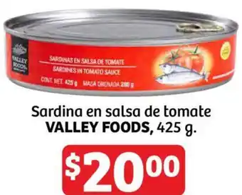 Soriana Híper Sardina en salsa de tomate VALLEY FOODS, 425 g. oferta