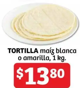 Soriana Híper TORTILLA maíz blanca o amarilla, 1 kg. oferta