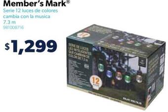 Sam's Club Member's Mark Serie 12 luces de colores cambia con la musica oferta