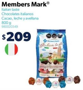 Sam's Club Members Mark Chocolates italianos Cacao, leche y avellana 800g oferta
