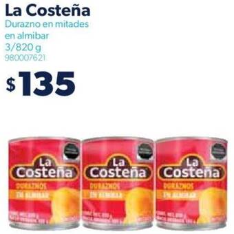 Sam's Club La Costeña Durazno en mitades en almibar 3/820g oferta