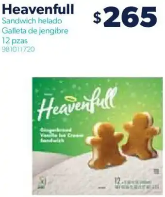 Sam's Club Heavenfull Sandwich helado Galleta de jengibre 12 pzas oferta