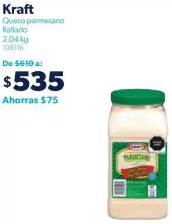 Sam's Club Kraft Queso parmesano Rallado 2.04kg oferta