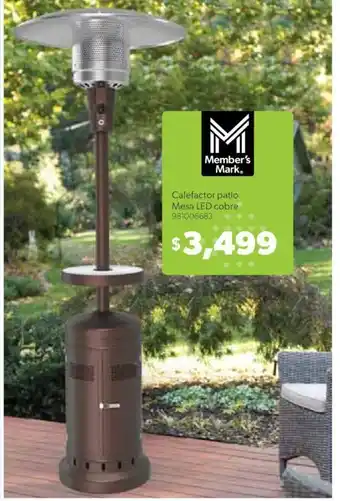 Sam's Club Member's Mark Calefactor patio Mesa LED cobre oferta