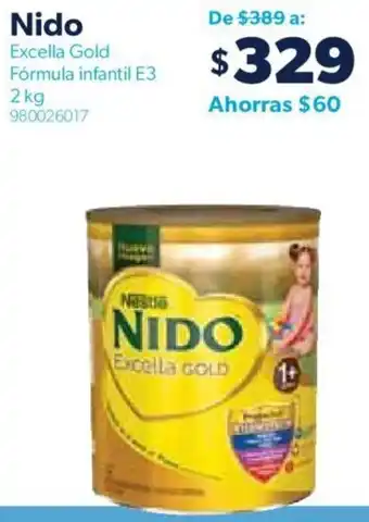 Sam's Club Nido Excella Gold Fórmula infantil E3 2 kg oferta