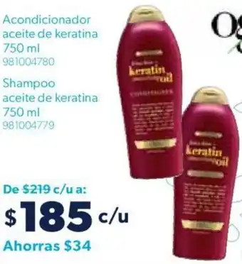 Sam's Club Acondicionador aceite de keratina 750ml / Shampoo aceite de keratina 750ml oferta