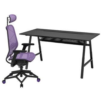 IKEA Utespelare / styrspel escritorio y silla p/gamer, negro/morado oferta