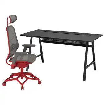 IKEA Utespelare / styrspel escritorio y silla p/gamer, negro gris/rojo oferta
