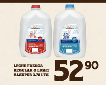 Alsuper Leche Fresca Regular o Light Alsuper 3.78lts oferta
