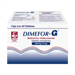 Farmacias YZA Dimefor g 500mg/5mg 60 tabs oferta