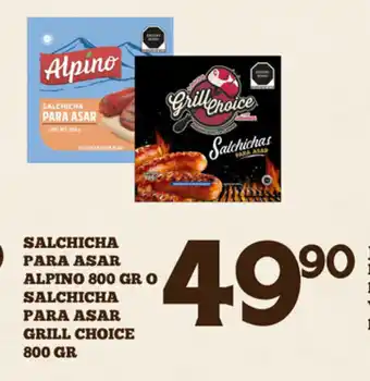 Salchicha para asar Alpino 800 GR o Salchicha para asar Grill Choice 800gr