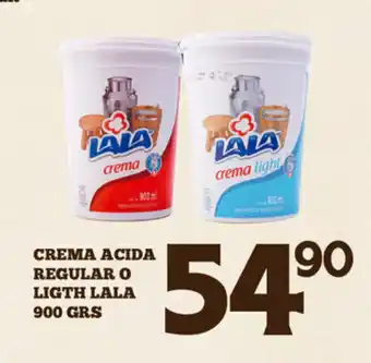 Alsuper Crema Acida Regular o Light Lala 900 GRS oferta