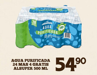 Alsuper Agua Purificada 24 Mas 4 Gratis Alsuper 500 ML oferta