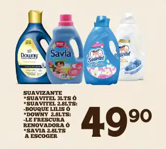 Alsuper Suavizante *Suavitel 3lts *Suavitel 2.8lts *Downy 2.8Lts: Le Frescura Renovadora *Savia 2.8lts A Escoger oferta