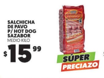 Merco Salchicha de Pavo P/ Hot Dog Sazabor Medio Kilo oferta