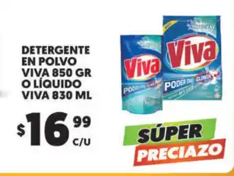 Merco Detergente En Polvo Viva 850gr o Liquido Viva 830ml oferta