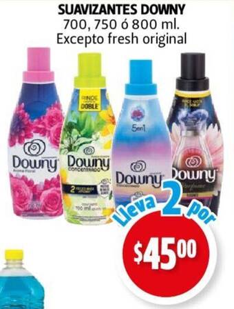 Farmacias Guadalajara SUAVIZANTES DOWNY 700, 750 6 800 ml. Excepto fresh original oferta