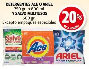 Farmacias Guadalajara DETERGENTES ACE O ARIEL 750 gr. ó 800 ml Y SALVO MULTIUSOS 600 gr. oferta