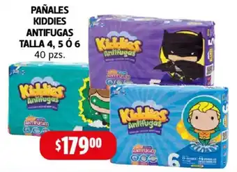 Farmacias Guadalajara PAÑALES KIDDIES ANTIFUGAS TALLA 4, 5 o 6 40 pzs. oferta