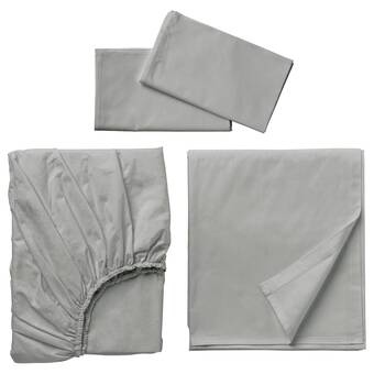 IKEA Dvala juego de sábanas, gris claro, matrimonial oferta