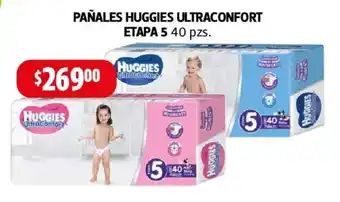 Farmacias Guadalajara PAÑALES HUGGIES ULTRACONFORT ETAPA 5, 40 pzs. oferta