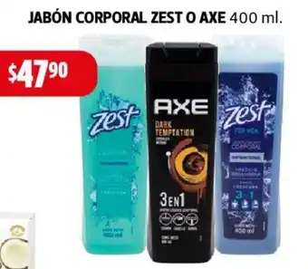 Farmacias Guadalajara JABÓN CORPORAL ZEST o AXE 400 ml. oferta