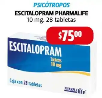 Farmacias Guadalajara ESCITALOPRAM PHARMALIFE 10 mg. 28 tabletas oferta