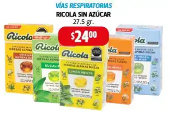 Farmacias Guadalajara RICOLA SIN AZÚCAR 27.5 gr. oferta